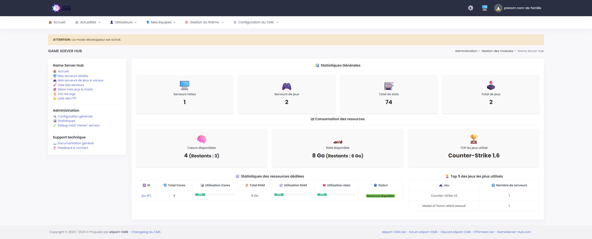 Module GameServer-Hub - Essentiel